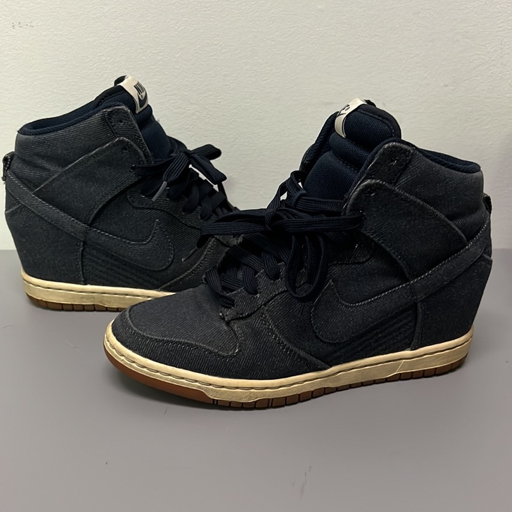 Nike Dunk Sky Hi High Top Women Denim Sneakers